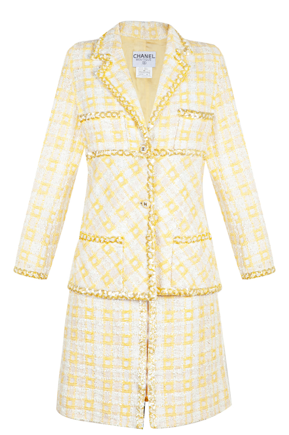 CHANEL Two Piece Tweed Yellow 1995