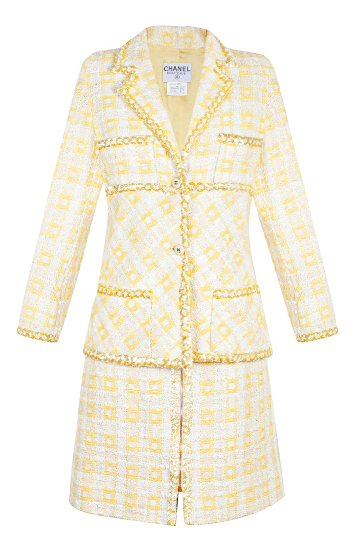 CHANEL Two Piece Tweed Yellow 1995