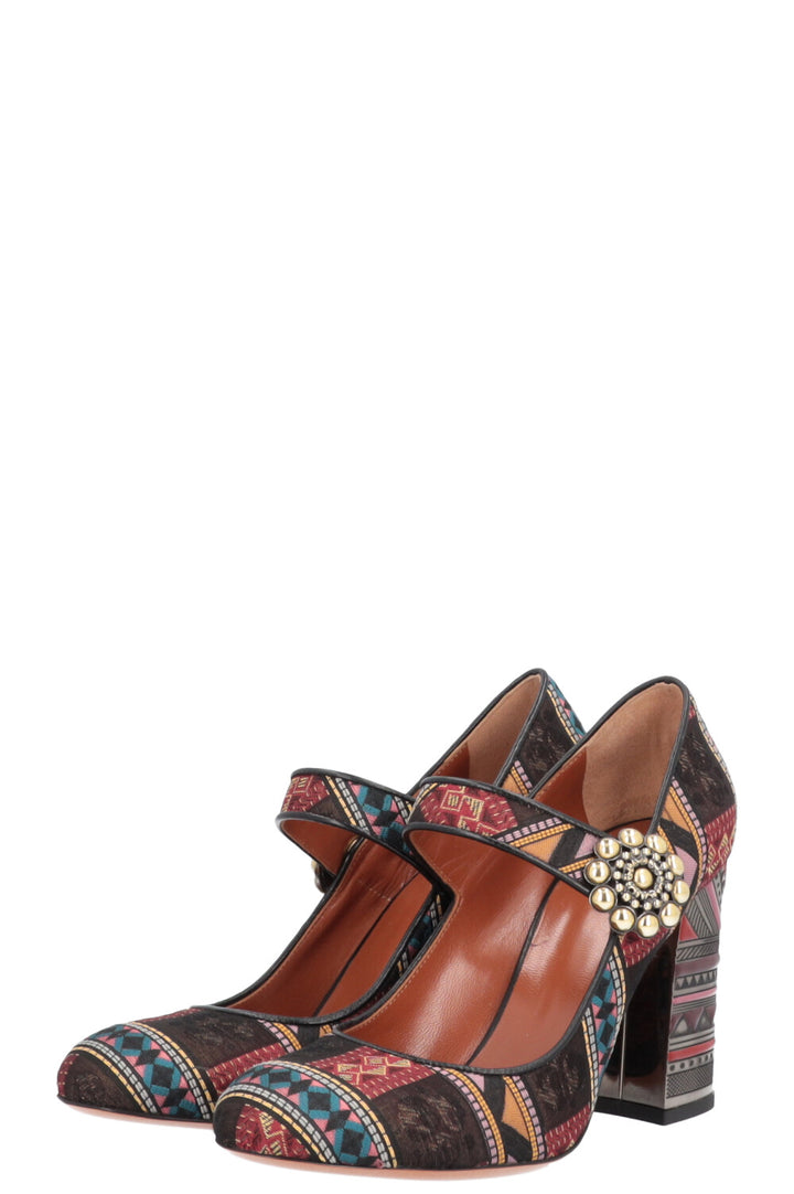 ETRO Heels Embroidery with Flower Buckle