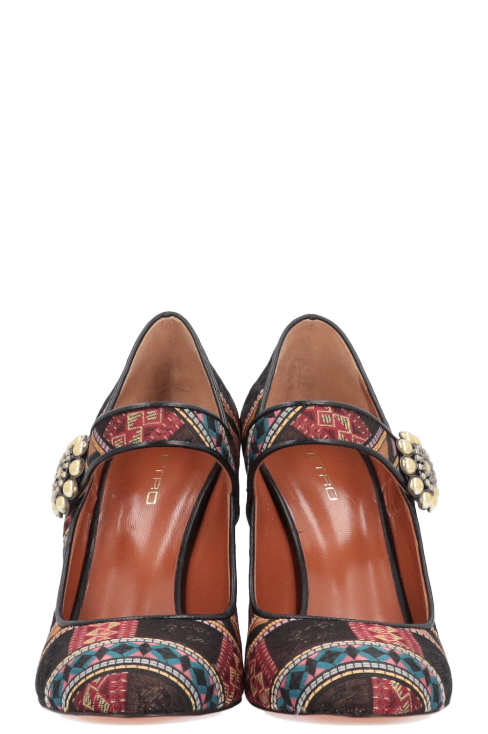 ETRO Heels Embroidery with Flower Buckle