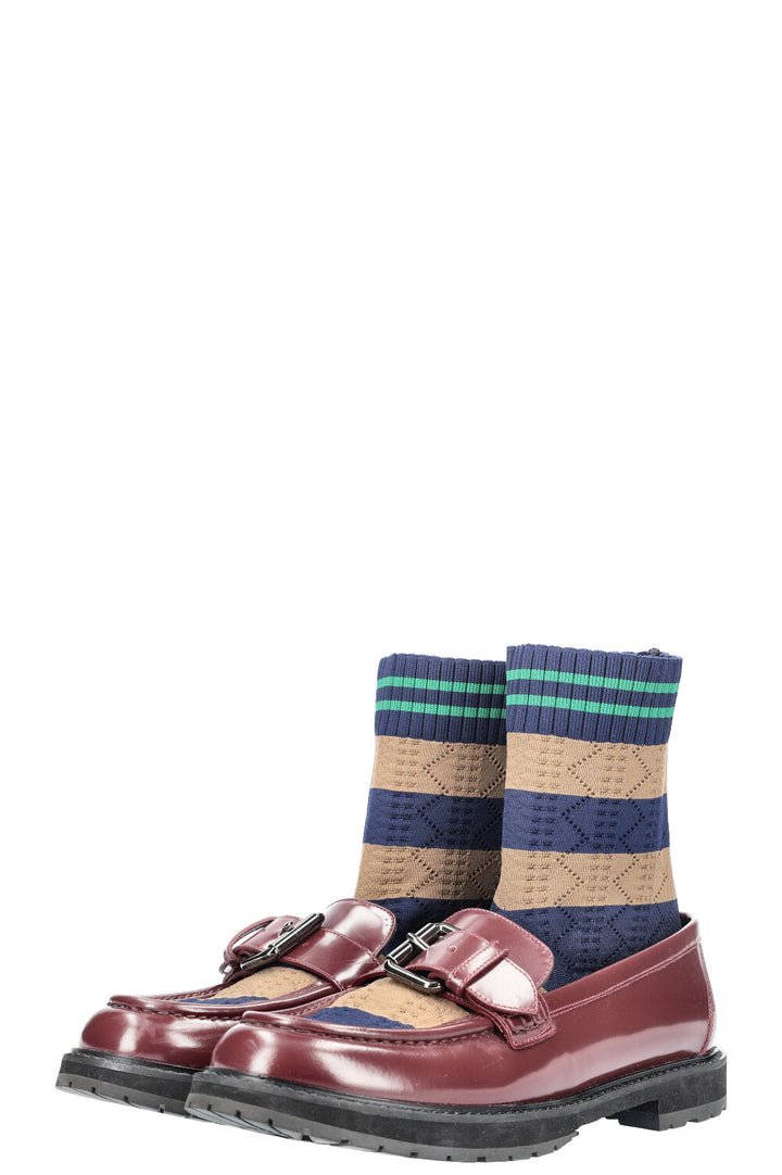 FENDI Sock Loafers Flats Stripes Brown