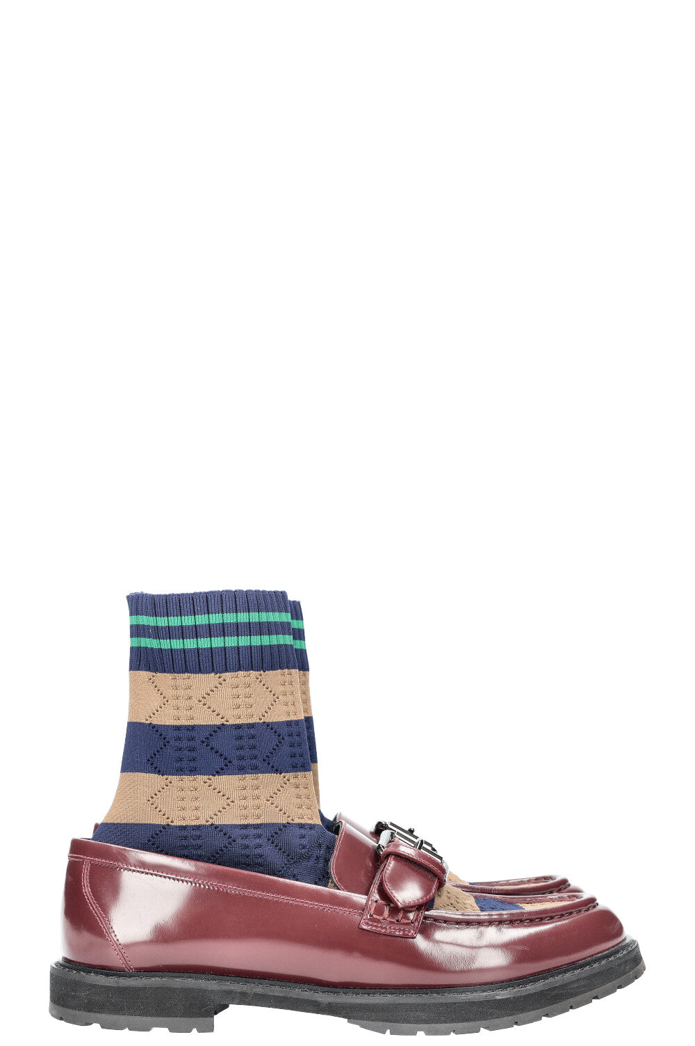 FENDI Chaussette Mocassins Appartements Rayures Marron