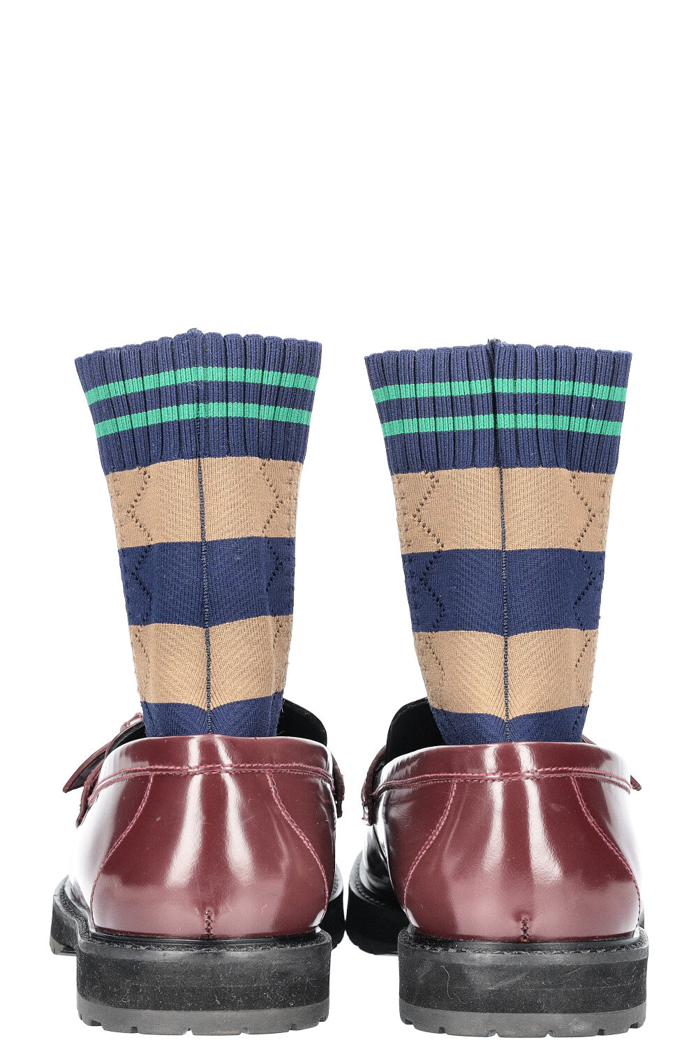 FENDI Chaussette Mocassins Appartements Rayures Marron
