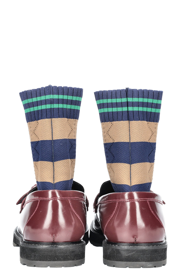 FENDI Chaussette Mocassins Appartements Rayures Marron