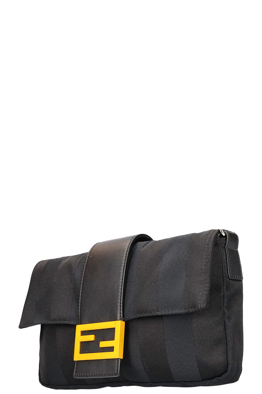 FENDI Sunflower Baguette Bag Canvas Black