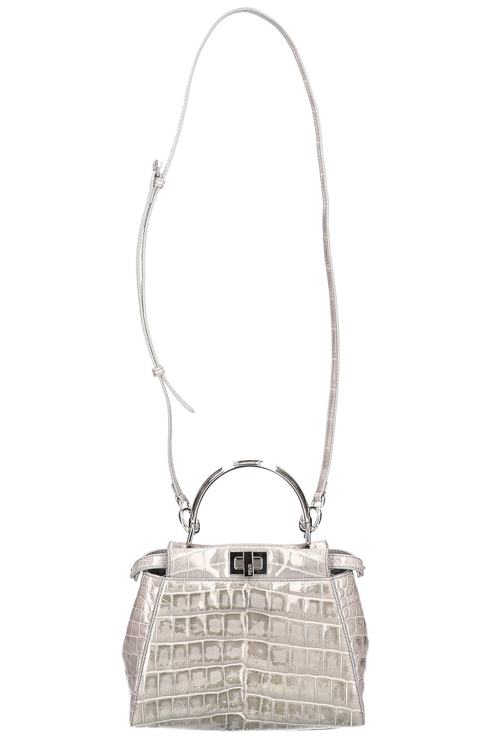 FENDI Peekaboo Mini Croco Shiny Bag Grey