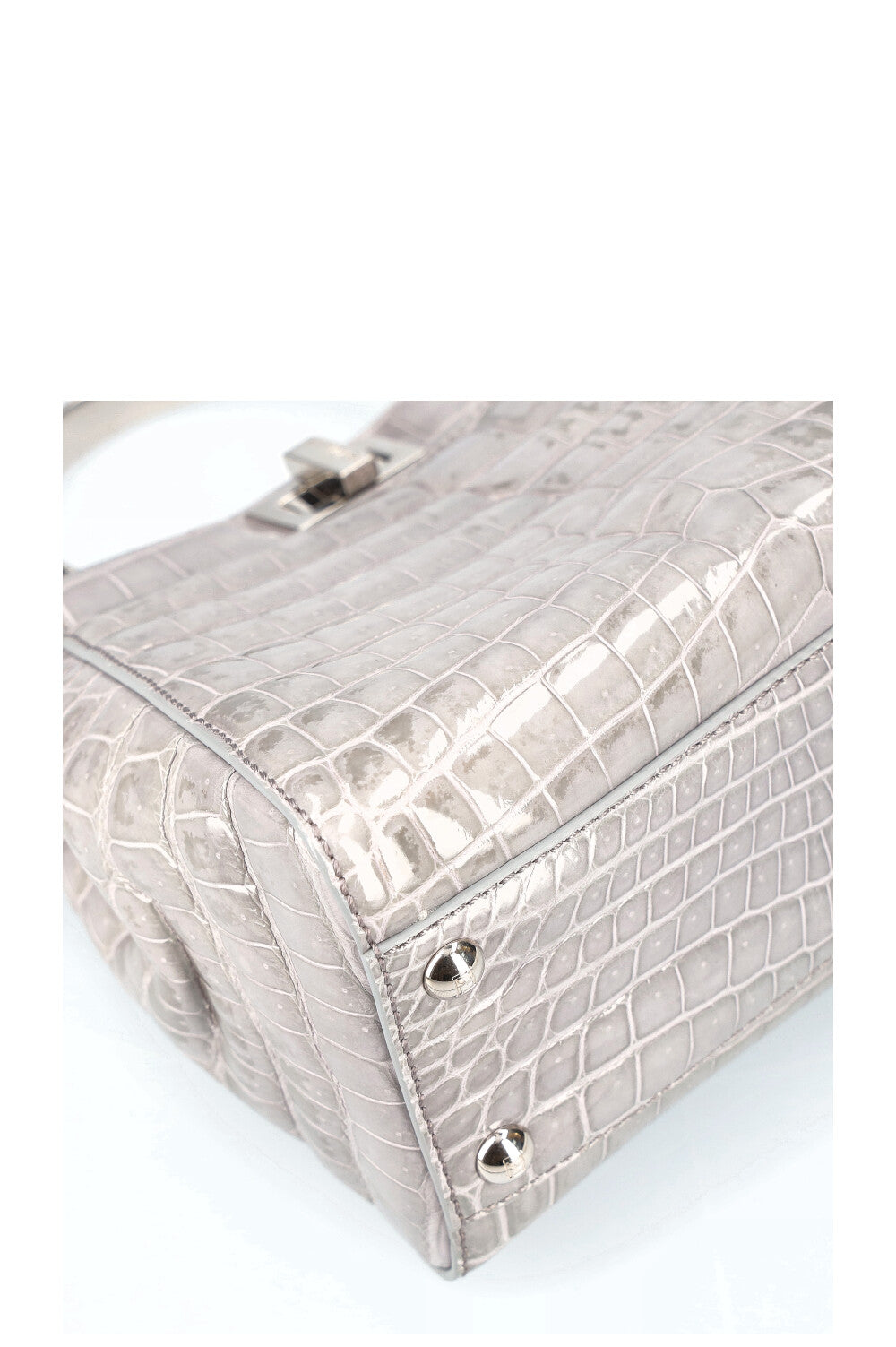 FENDI Peekaboo Mini Croco Shiny Bag Grey