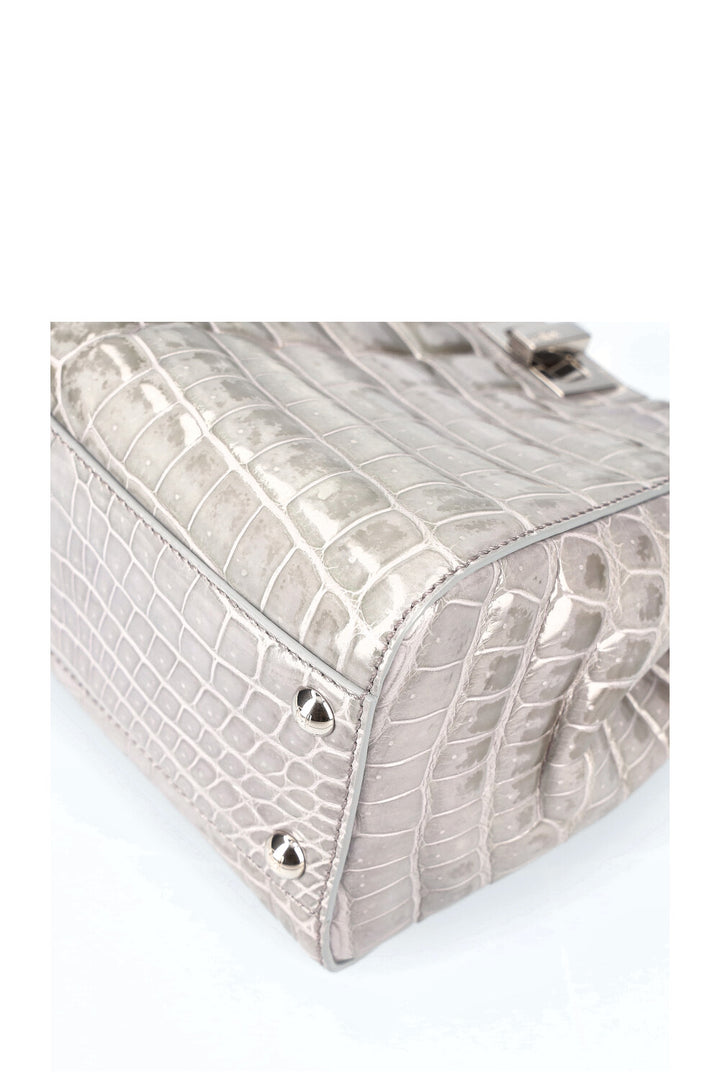 FENDI Sac Peekaboo Mini Croco Brillant Gris
