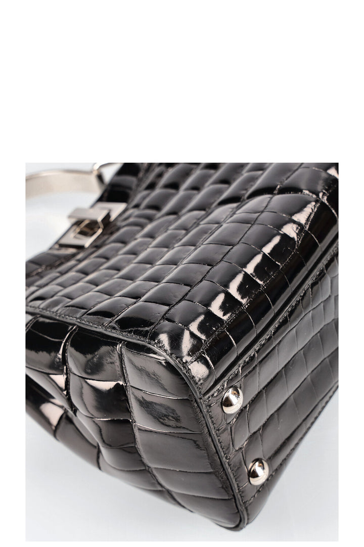 FENDI Peekaboo Mini Alligator Bag Black