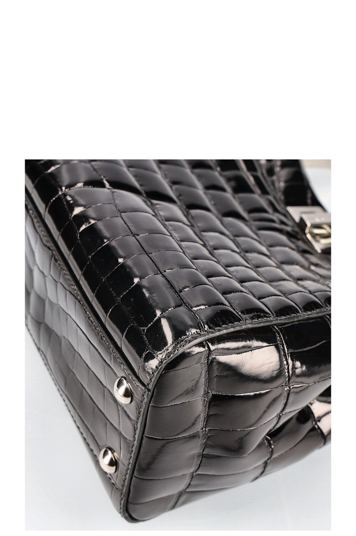 FENDI Peekaboo Mini Alligator Bag Black