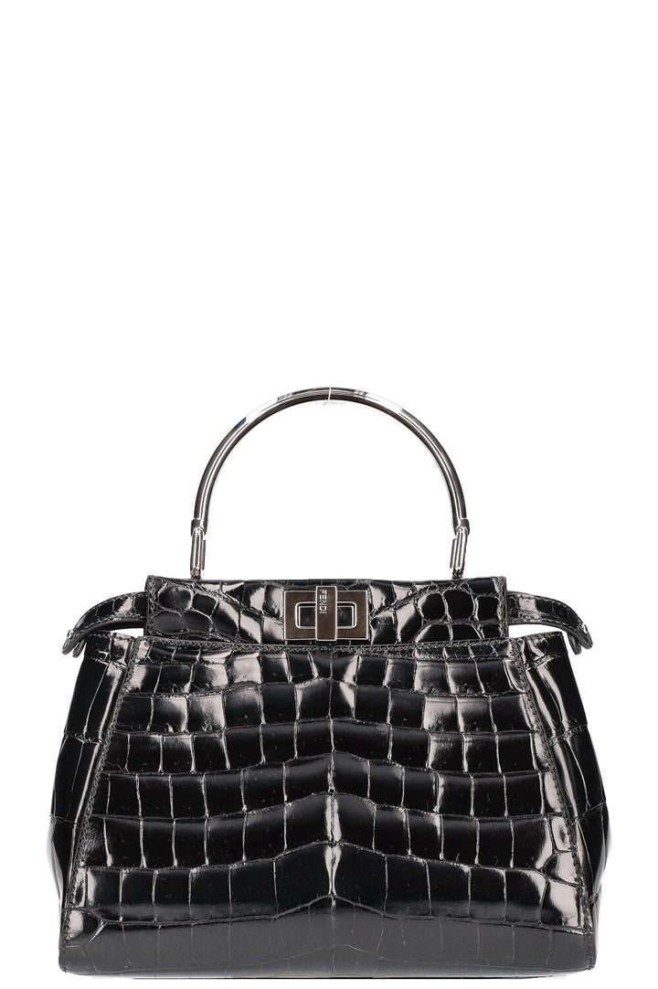 FENDI Peekaboo Mini Alligator Bag Black