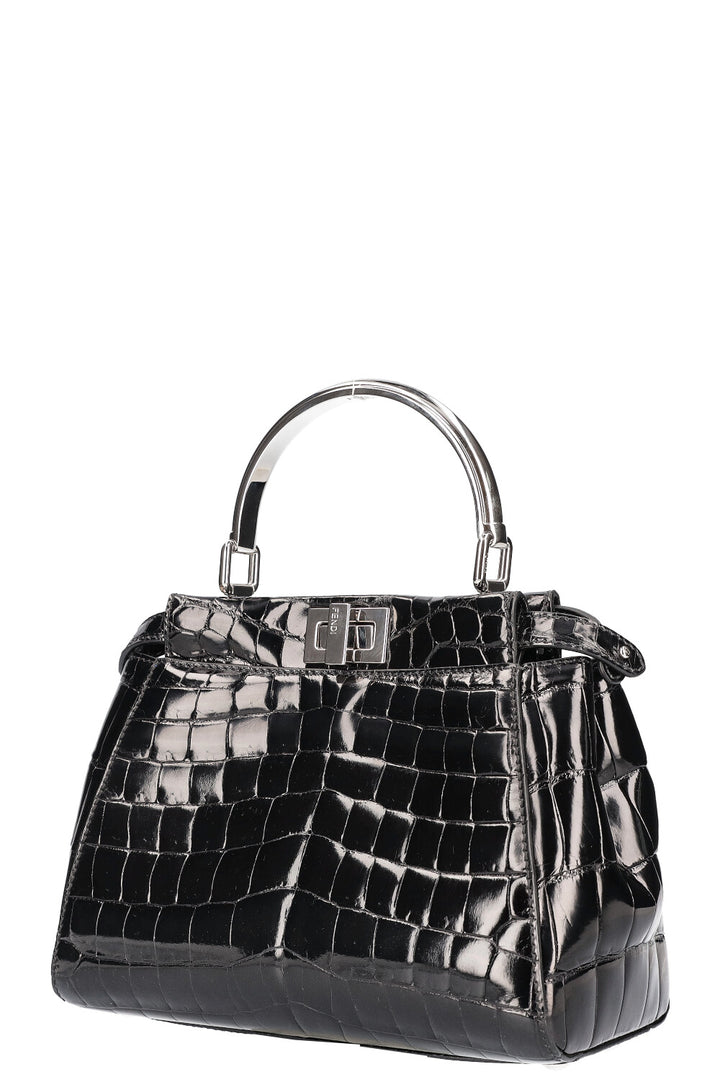 FENDI Peekaboo Mini Alligator Bag Black