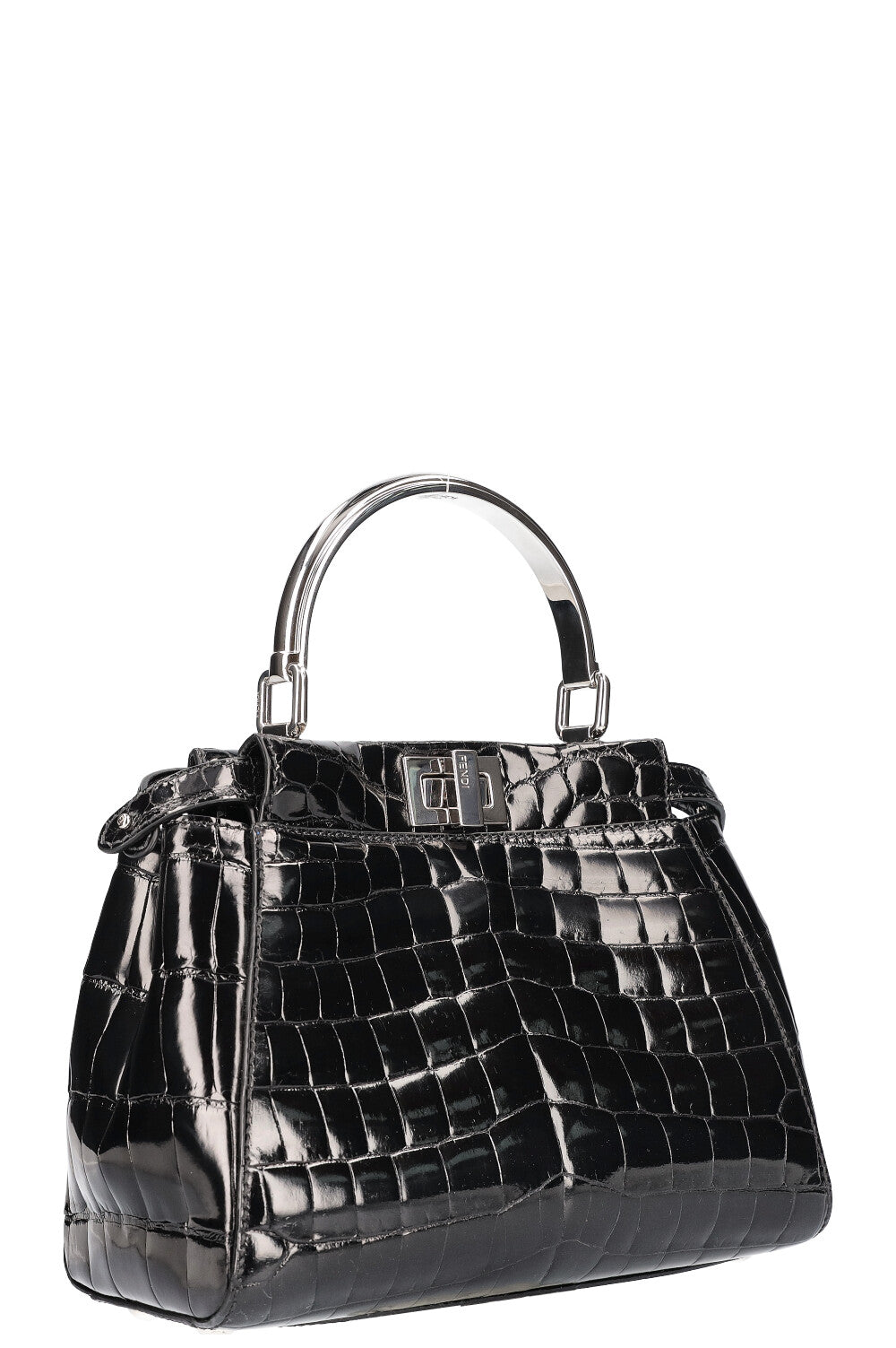 FENDI Peekaboo Mini Alligator Bag Black