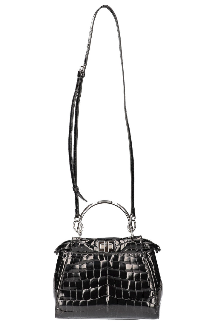 FENDI Peekaboo Iconic Mini Croco Bag Black