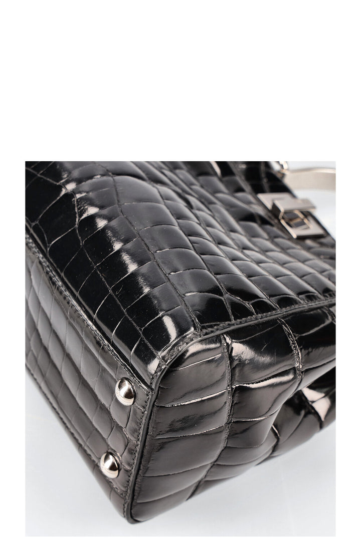 FENDI Peekaboo Mini Alligator Bag Black