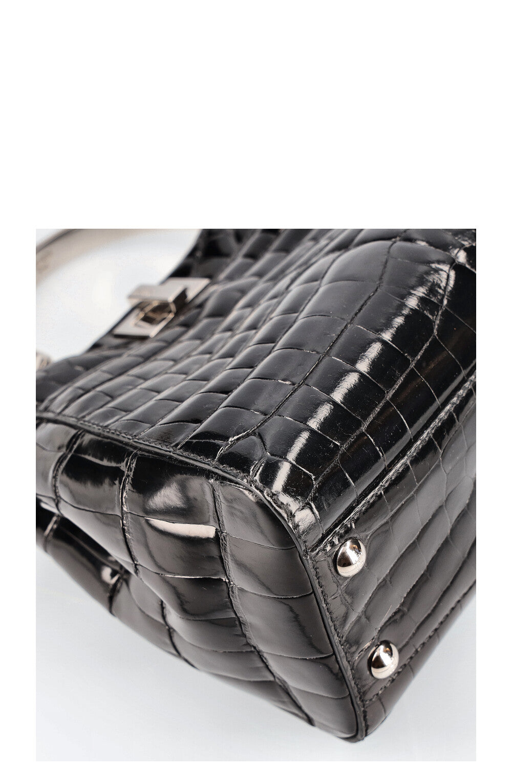 FENDI Peekaboo Mini Alligator Bag Black