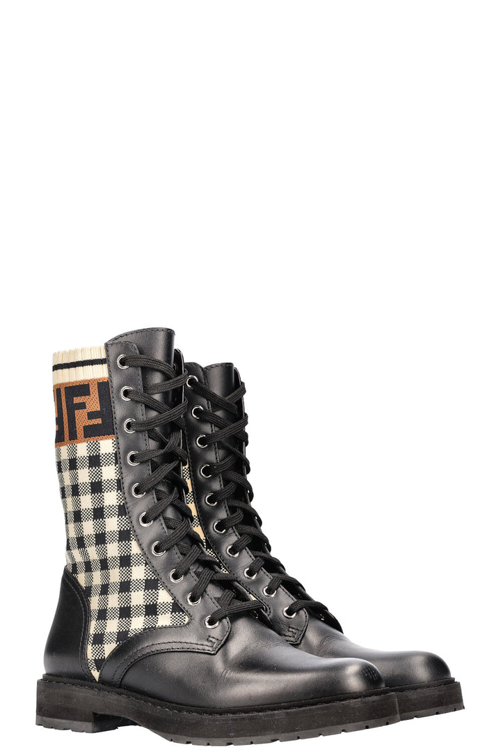 FENDI Boots Zucca Caro Pattern Black