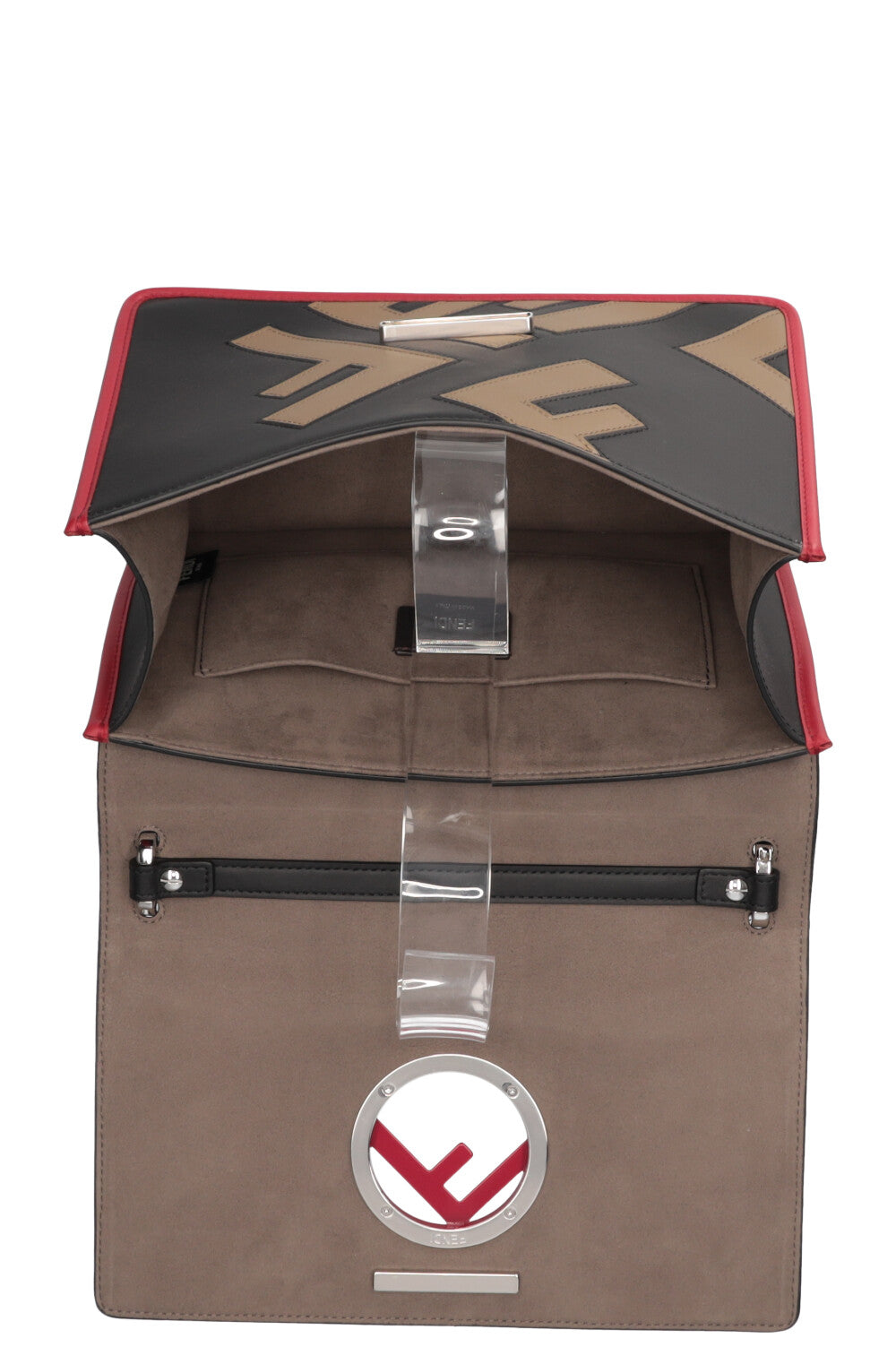 FENDI Kan IF Bag Logo Print Beige, Rouge et Noir