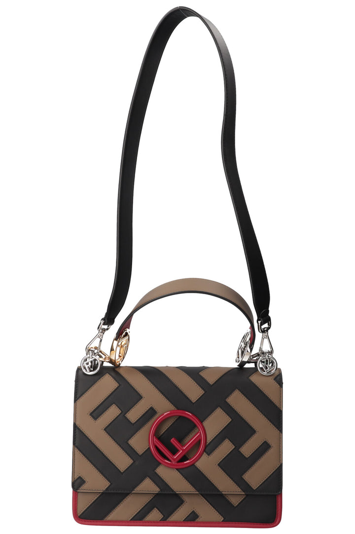 FENDI Kan IF Bag Logo Print Beige, Rouge et Noir