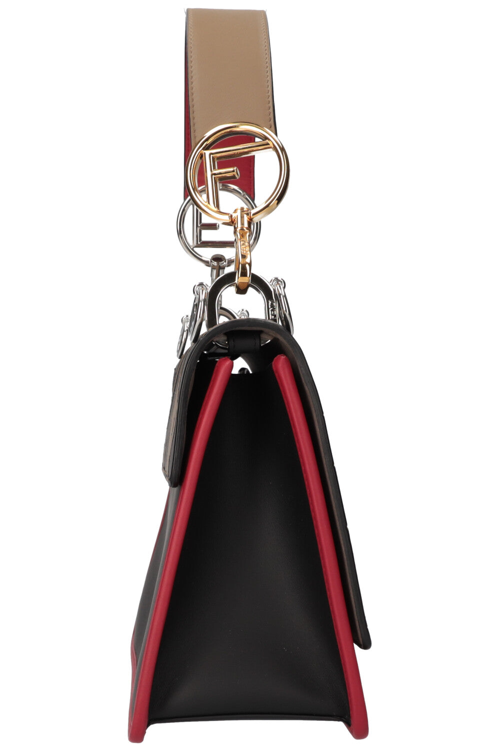 FENDI Kan IF Bag Logo Print Beige, Rouge et Noir
