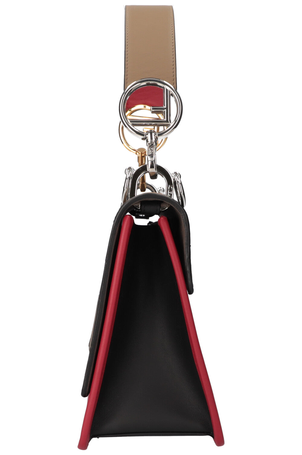 FENDI Kan IF Bag Logo Print Beige, Rouge et Noir