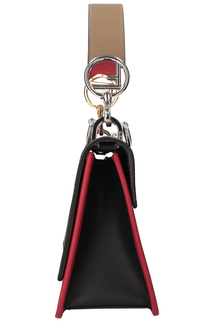FENDI Kan IF Bag Logo Print Beige, Rouge et Noir