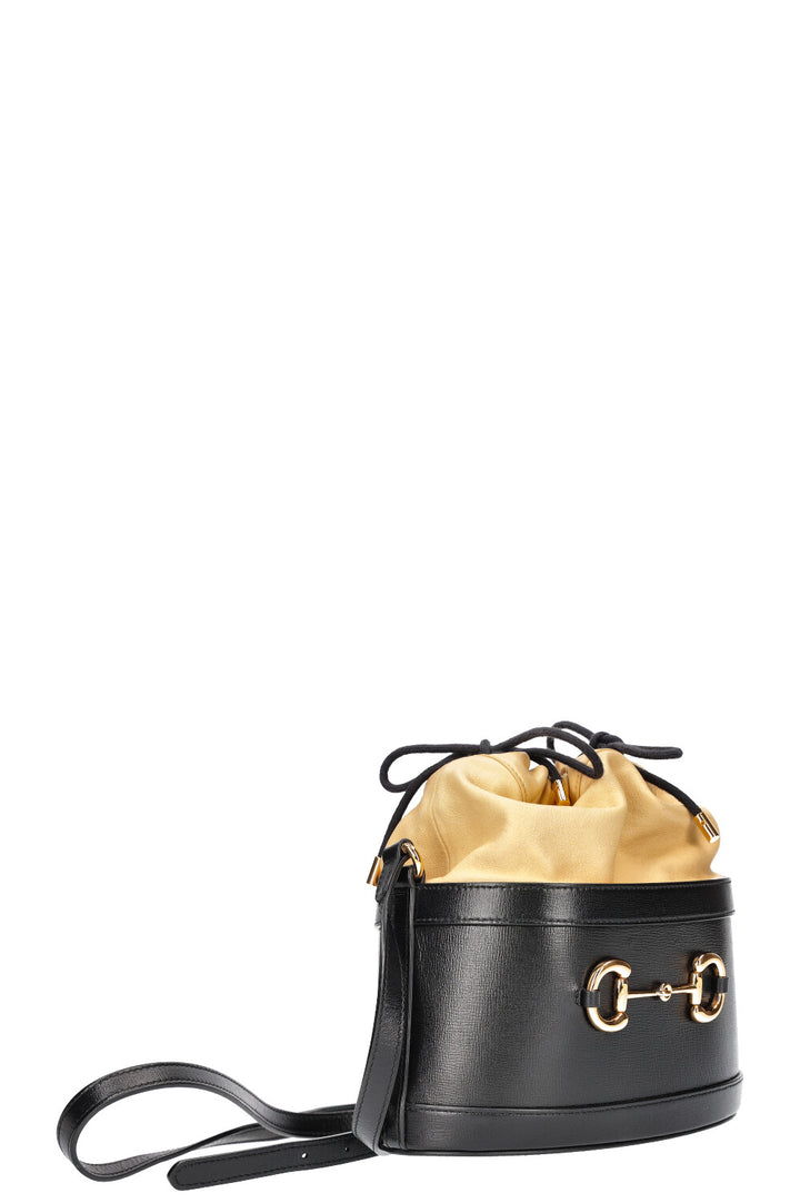 GUCCI Horsebit 1955 Bucket Bag Black Beige