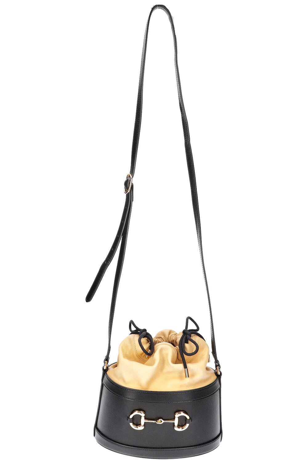 GUCCI Horsebit 1955 Bucket Bag Black Beige