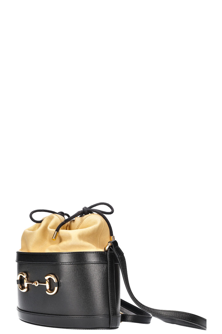 GUCCI Horsebit 1955 Bucket Bag Black Beige