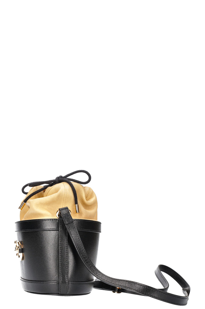 GUCCI Horsebit 1955 Bucket Bag Black Beige