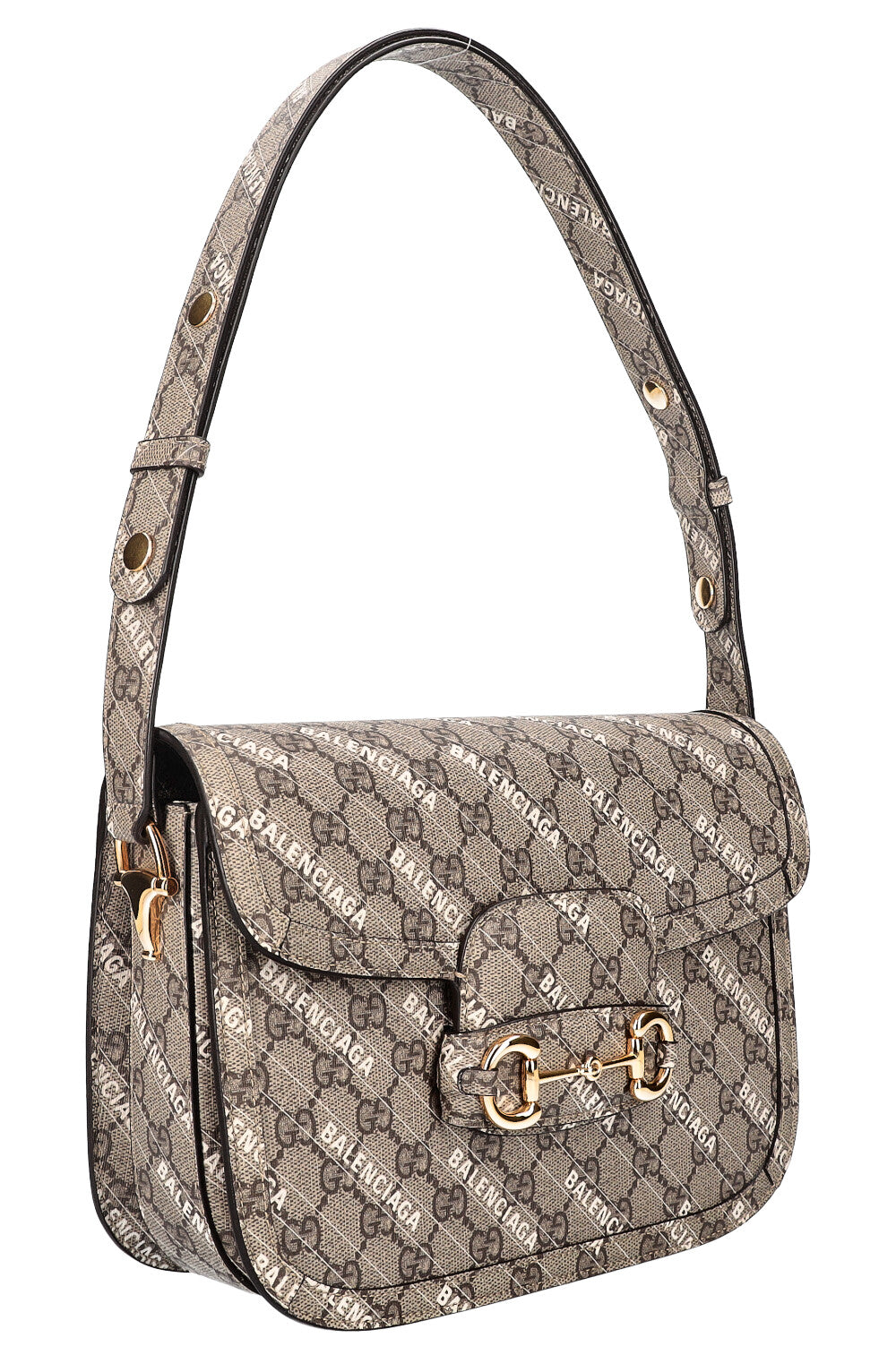 『rhm プロフィール必読』美品 GUCCI BALENCIAGA GUCCI x BALENCIAGA The Hacker Project Horsebit 1955 Bag GG Canvas