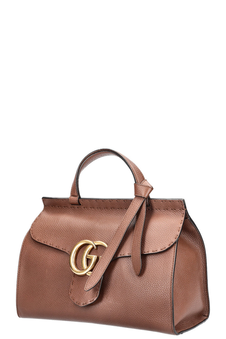 GUCCI Marmont Top Handle Bag Brown