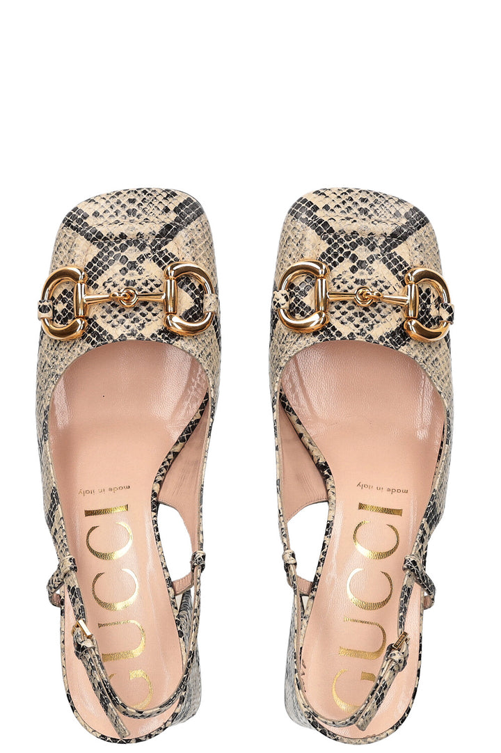 GUCCI Horsebit Heels Python Print