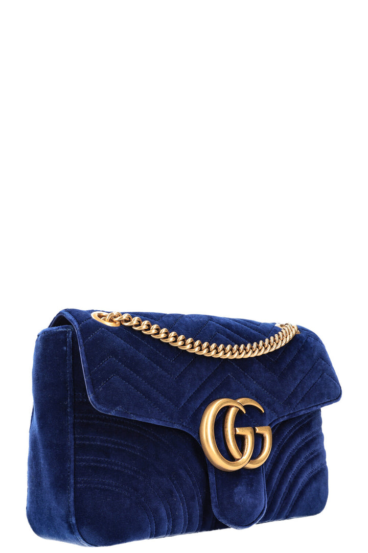 GUCCI Medium Marmont Velvet Blue