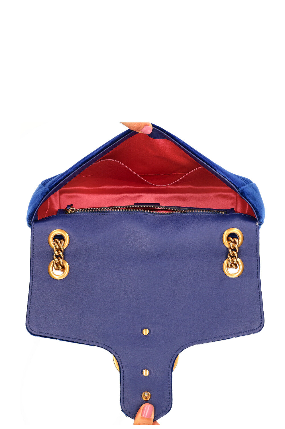 GUCCI Medium Marmont Velvet Blue REAWAKE