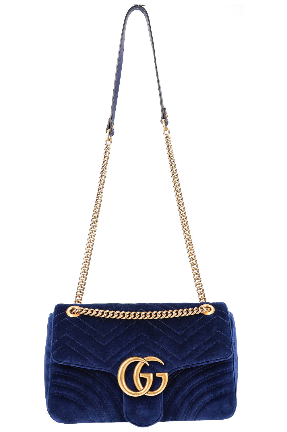 Sac velours croix épaule Gucci GG bleu royal marmont