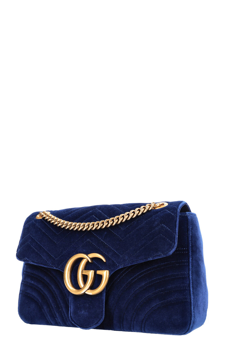 GUCCI Medium Marmont Velvet Blue