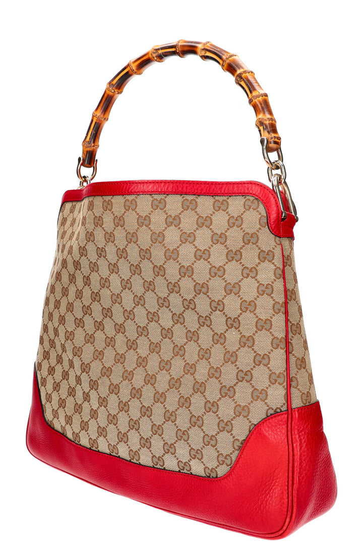 GUCCI Diana Bamboo Bag GG Canvas Red