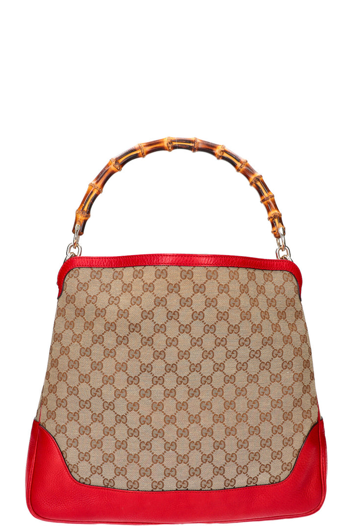 GUCCI Diana Bamboo Bag GG Canvas Red