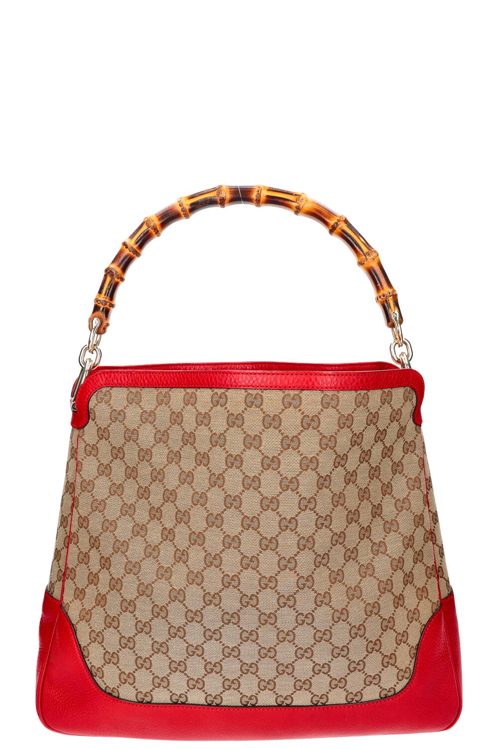 GUCCI Diana Bamboo Bag GG Canvas Red