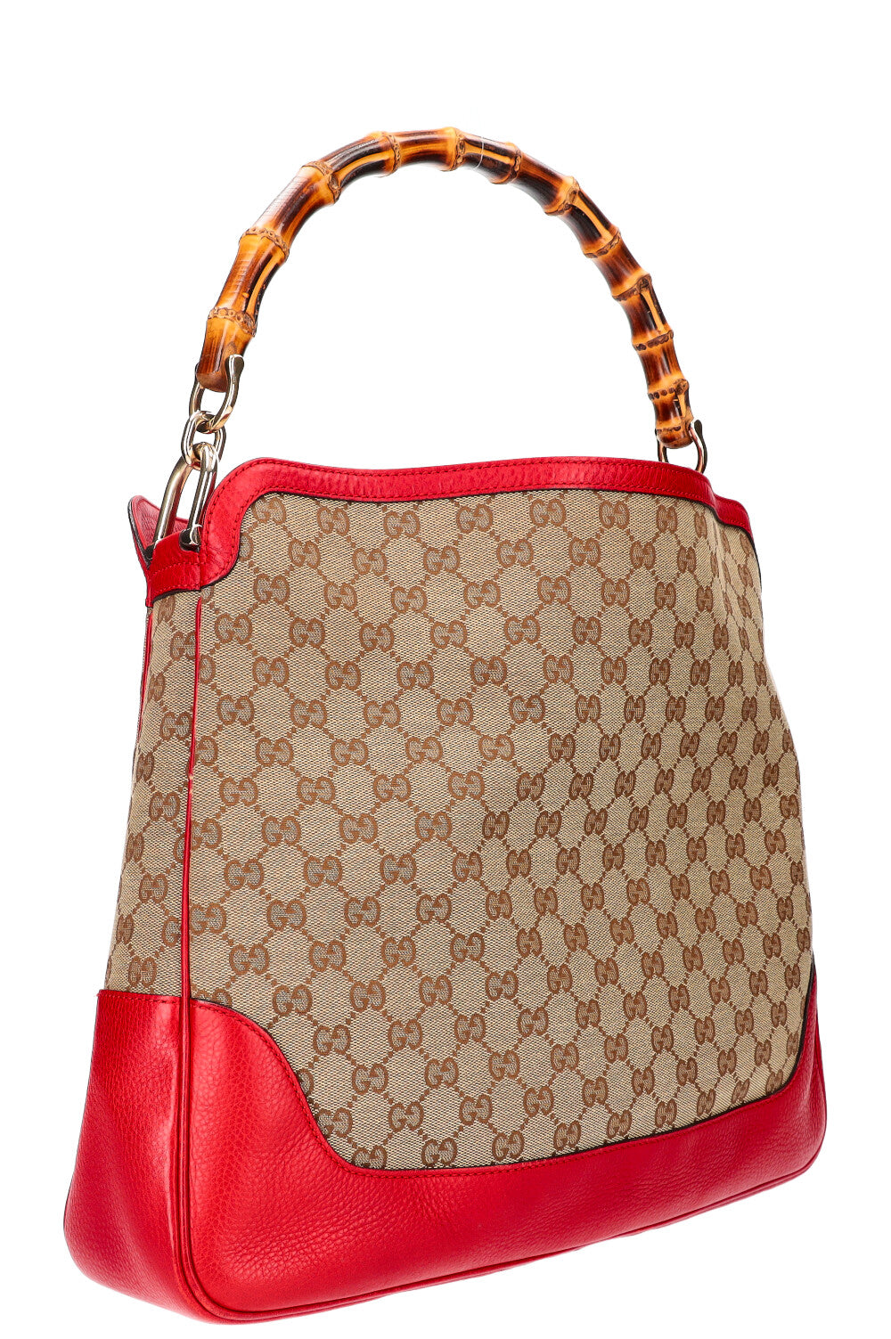 GUCCI Diana Bamboo Bag GG Canvas Red