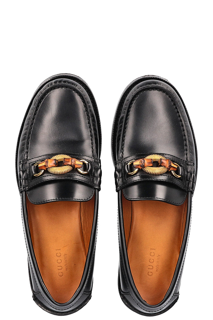 GUCCI Bamboo Horsebit Loafer Flats Black