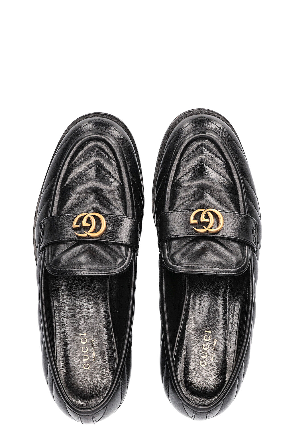 GUCCI Double G Matelassé Flats Black