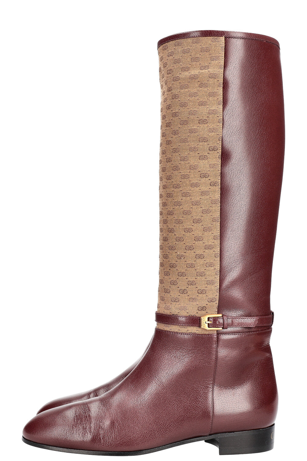 GUCCI Mini GG Canvas Leather Boots Burgundy