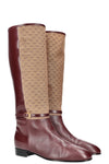 GUCCI Mini GG Canvas Leather Boots Burgundy