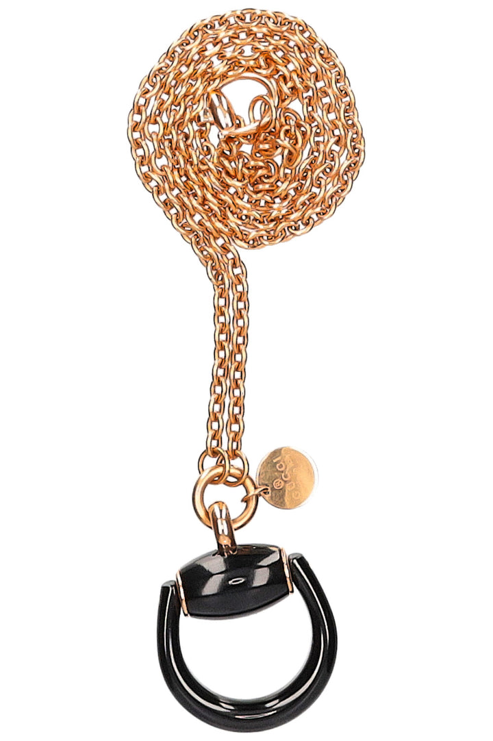 GUCCI Horsebit Necklace Gold Onyx
