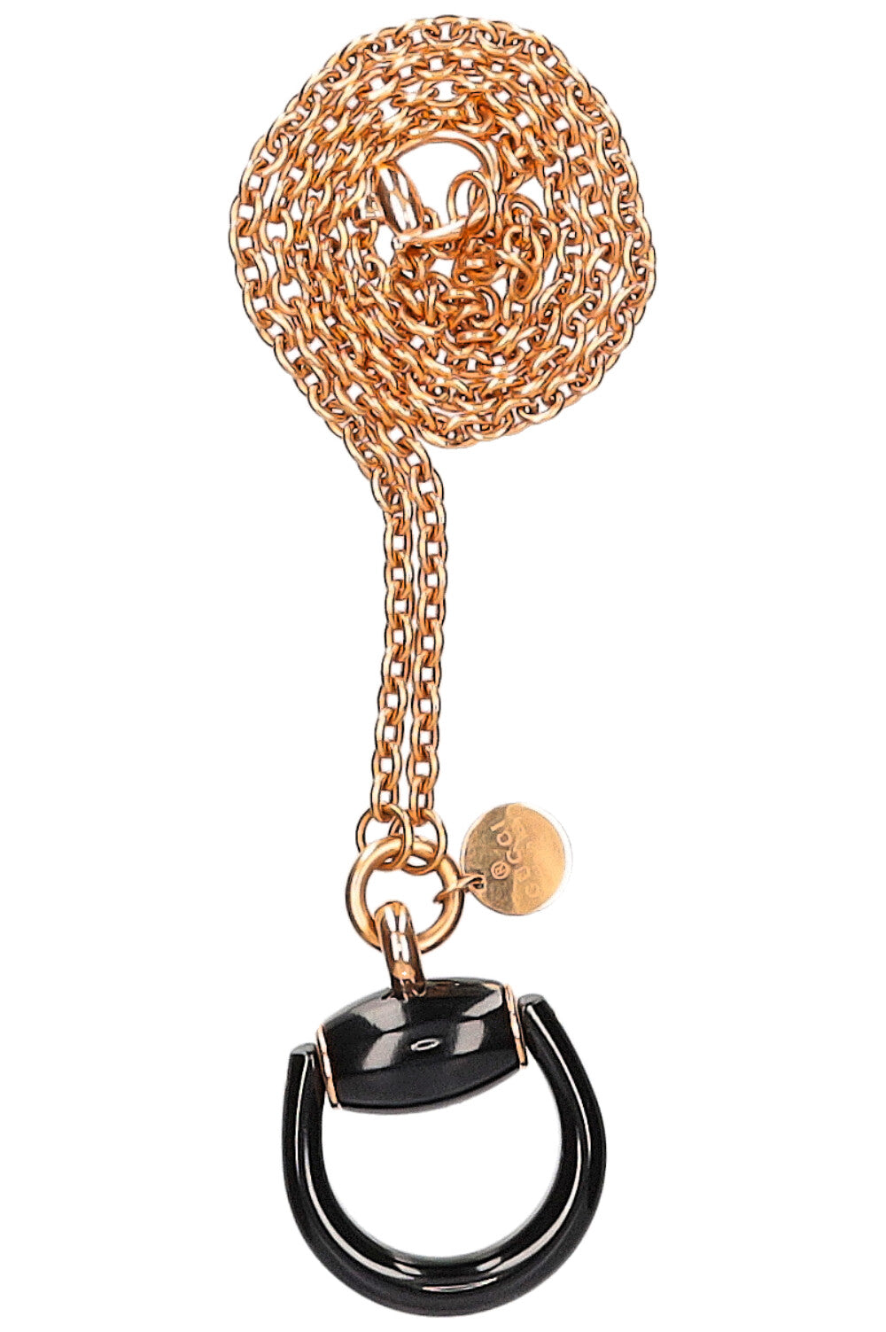 GUCCI Horsebit Necklace Gold Onyx