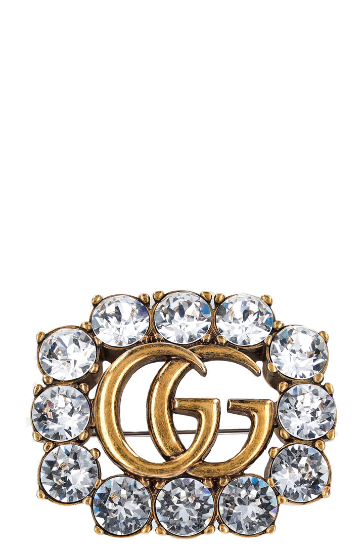 GUCCI Double G Brooch Crystals