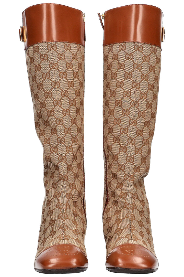 GUCCI knee-high boots GG canvas