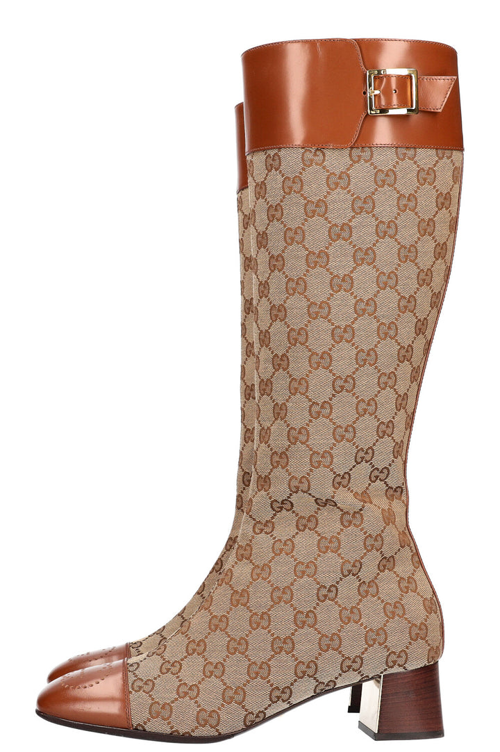 GUCCI Knee High Boots GG Canvas